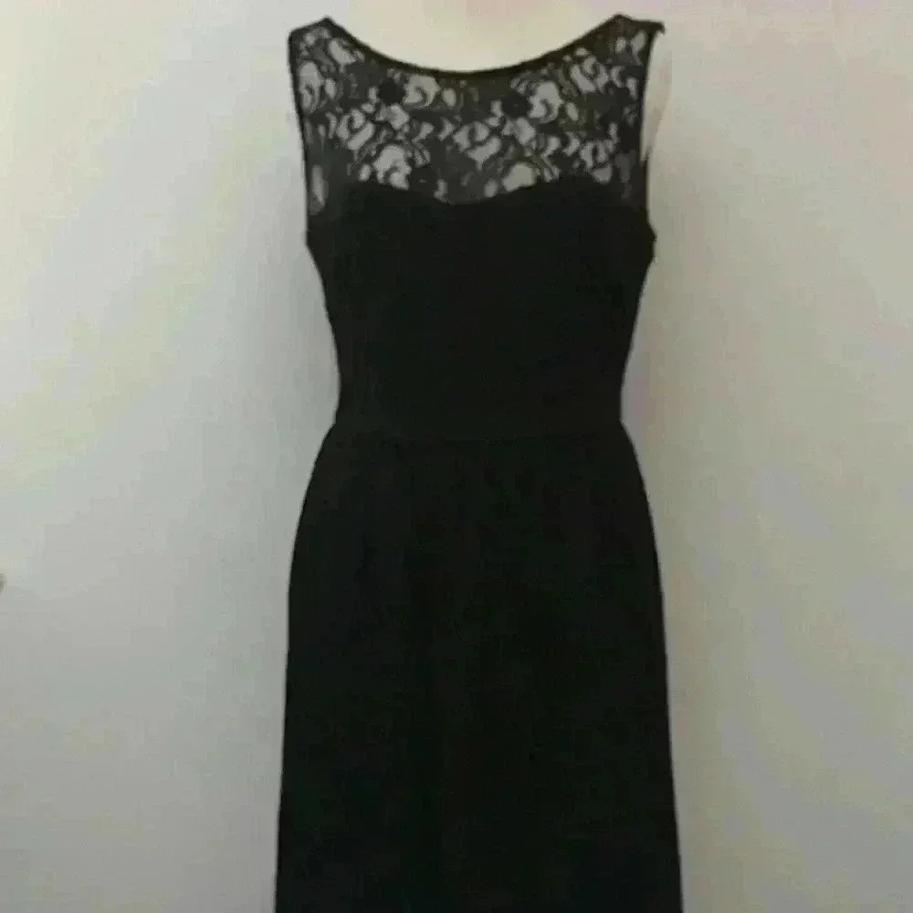 Aqua Black Dress with Lace Bodice Size M - Picture 2 of 8